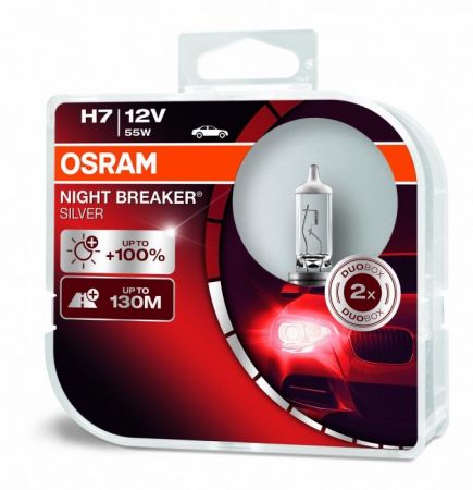 Лампа фарна H7 12V 55W PX26d NIGHT BREAKER SILVER (+100)