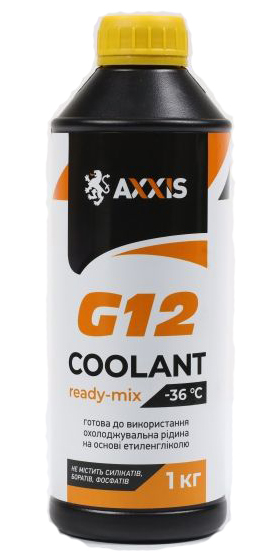 Антифриз AXXIS YELLOW G12 Сoolant Ready-Mix -36°C (жовтий) 1л.