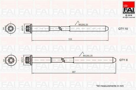 Комплект болтів ГБЦ LAND CRUISER 3.0 00-, HILUX VII 2.5 01-