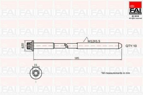 FAI HYUNDAI Комплект болтів ГБЦ i30,Santa Fe I,II,Tucson,Kia Carens II,III,Ceed,Magentis,Sportage,Opel Antara,Chevrolet Captiva,Cruze 2.0CRDi 04-