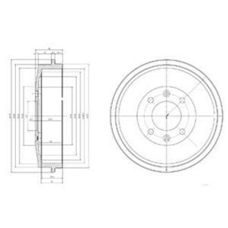 DELPHI Гальмівний барабан задній CITROEN BERLINGO, C15, XSARA, XSARA PICASSO, ZX PEUGEOT 305, 305 I, 305 II, 306, 405 I, 405 II, 406, PARTNER, PARTNER TEPEE, PARTNERSPACE 1.1-Electric 10.77-